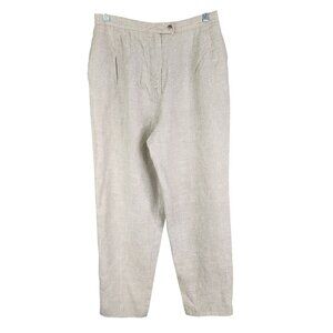 Womens Beige Harve Benard 100% Linen Pants Hi rise Straight Leg Size 10